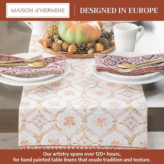 Maison d' Hermine Table Runner 100% Cotton Single Layer Table Runners 72 inches Long for Thanksgiving Christmas Decorations Home Kitchen Dining Party Wedding (Fair Isle, 14.5" x 72")
