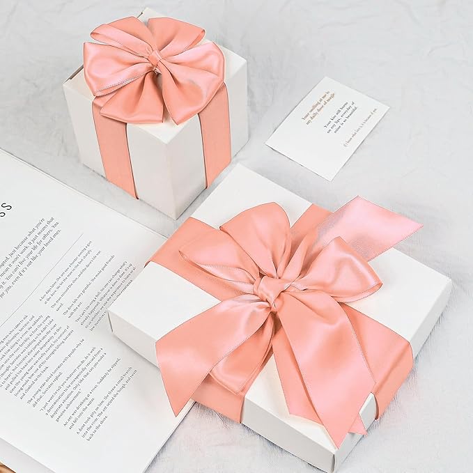 Premium Double Faced Satin Ribbon, 2 Inch X 50 Yards, Peach, Perfect for Gift Wrapping, Crafts, Wedding Decor