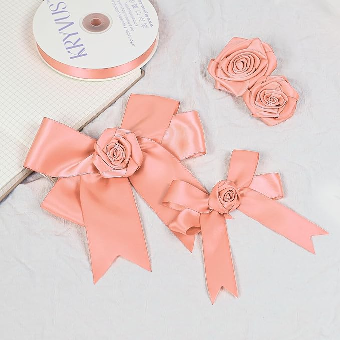 Premium Double Faced Satin Ribbon, 2 Inch X 50 Yards, Peach, Perfect for Gift Wrapping, Crafts, Wedding Decor