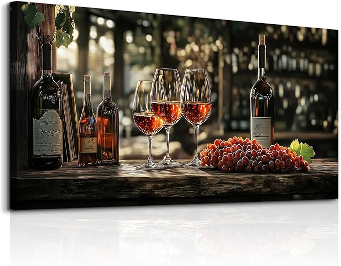 hyidecorart Dining Room Wall Art Still Life Goblet Prints Painting Wine Glass Canvas Wall Pictures Kitchen Art Wall Decor Landscape Poster Pub Living Room Office Artwork Modern Home Decoration 30x60