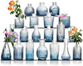 Glass Bud Vase Set of 20 - Small Vases for Flowers in Bulk - Assorted Vintage Crystal Vases for Flowers, Table Centerpieces (Blue, 20 Pcs)