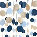 Navy Blue Champagne Gold Polka Dots Garland Hanging Paper Circle Dot Streamer for Birthday Baby Shower Wedding Graduation Engagement Bridal Shower Bachelorette Retirement Party Decorations Supplies
