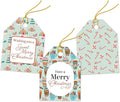 Pro Supply Global 24 Count of 2.5 Inch x 3 Inch Pre Strung Christmas Treats Gift Tag Assorted Printed Designs on Large Cardstock Gift Hang Tags - Ideal to Use on Bags