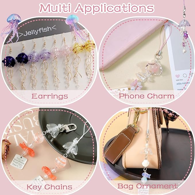 80Pcs Acrylic Clear Flower Bead Caps for Jewelry Making, Transparent Bell Charms, Semi-Round Floral Beads Bulk with Wavy Edge, Jellyfish Beads for Wind Chimes DIY Craft Key Chains-13 * 22mm