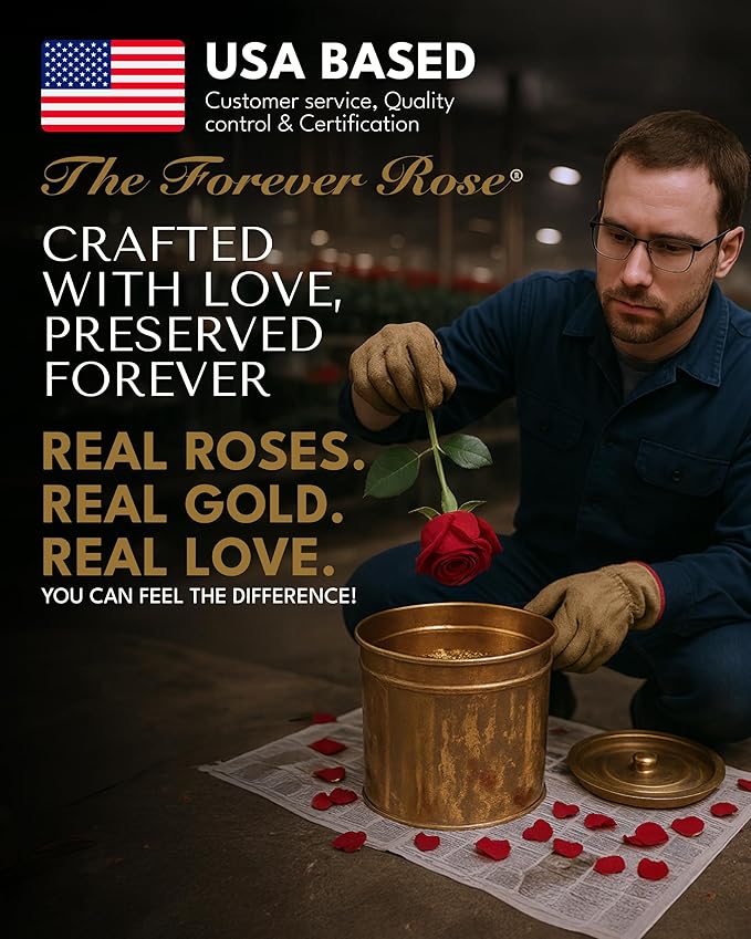 Forever Rose Hand-Dipped in 24K Gold, Emerald-Inspired May Birthstone with Sparkles, Real Rose in Leather Case with LED Light – Perfect Ready to Gift for May Birthday or Any Occasion