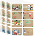 Jumbo Christmas Name Tags Stickers 120 Pack/8 Designs -Gift Tag with Reflective Metallic Foil for Christmas Presents (Vintage Brown)