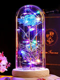 Beferr Birthday Gifts for Women Mom, Galaxy Glass Rose Forever Preserved Flowers for Delivery Prime Eternal Rose in Glass Dome Christmas Mom Gift for Grandma Wife Sister Her Friends, Blue