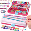 Friendship Bracelet Making Kit with Storage Box,DIY String Bracelet Arts and Craft for Girls Aged 8-12,Kids' Travel Activity Toy Set,Easter Birthday Gifts for Ages 6 7 8 9 10 11 12 Year Old Red