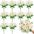 Olgaa 12 Bundles Peonies Artificial Flowers Fake Peony Bouquet Faux Peonies Flowers Bulk with Stems Flower Balls for Centerpiece Table Decorations Wedding Bridal Floral Arrangement (White)