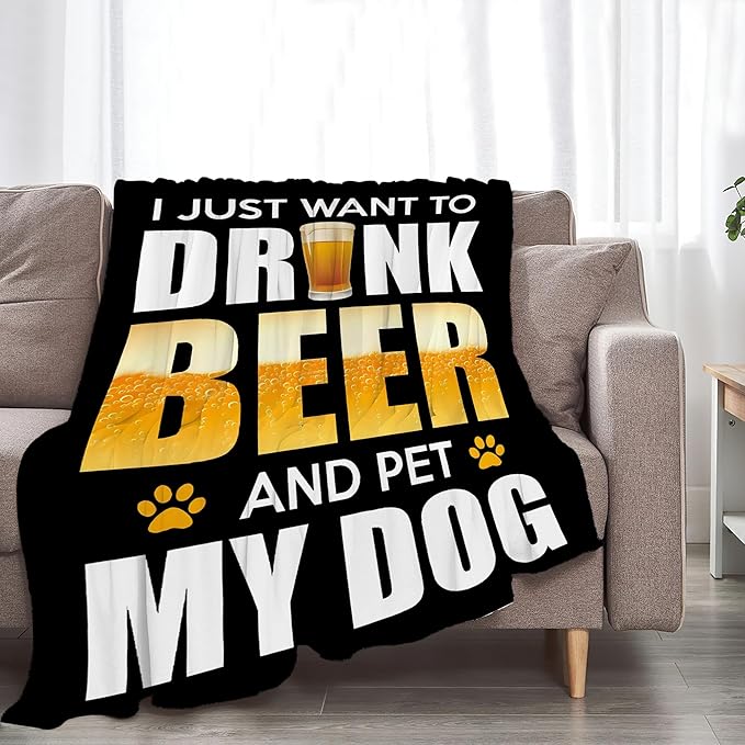 Funny Beer Throw Blanket - Drink Beer Gifts & Decor for Men, Women, Adults - Soft, Warm, Cozy Fleece Blanket for Couch, Sofa, Bed - 60"x50"