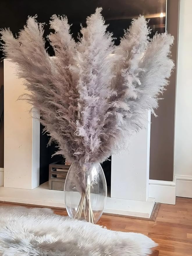 20 Stems Natural Pampas Grass Decor 40" Tall Dreid Pampas Grass for Wedding, Party, Farmhouse, Fluffy Dreid Flowers Boho Home Decor Grey & Beige