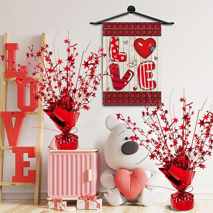ALISSAR 2-Pack Glitter Red Centerpieces-Table Decorations for Home Decor Birthday Wedding Anniversary Decor (Red)