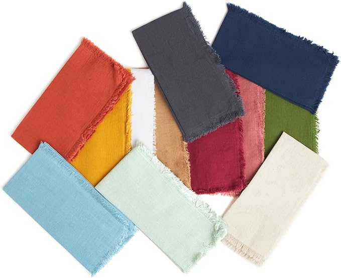 ACCENTHOME Teal Cotton Linen Napkin Set of 12 18x18 inch Dinner Napkins - Washable Soft Premium Hotel Quality Reusable Hemmed Edges Napkins Perfect Table Linens for Family Dinners, Weddings