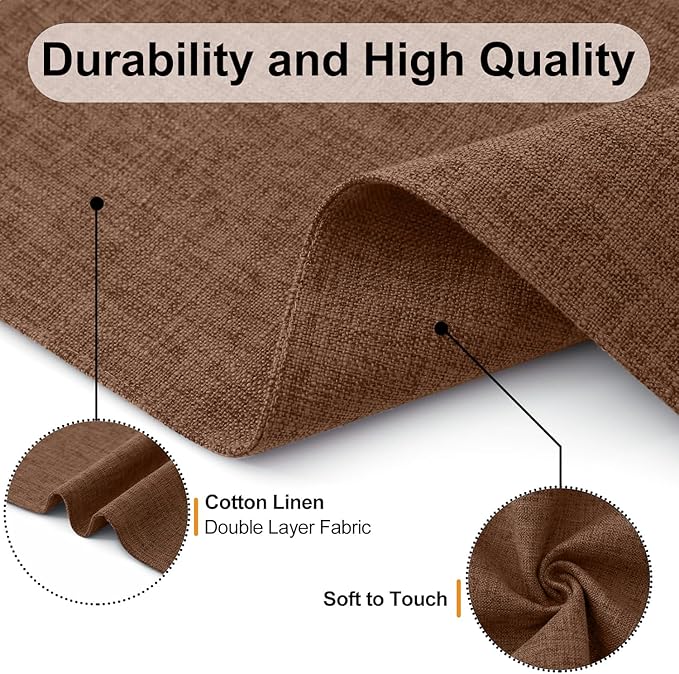 Homaxy Cloths Placemats for Dining Table Set of 6, Heat Resistant Washable Cotton Linen Blend Table Mats, Easy to Clean Place Mats for Indoor Outdoor Party Kitchen Decoration, 13" x 19", Brown