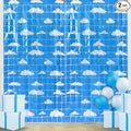Blue Sky White Clouds Birthday Party Decorations 2 Pack Clouds Foil Fringe Curtains 3.28 x 6.56Ft Cartoon Story Tinsel Streamers Curtain Backdrop Birthday Baby Shower Cloud Theme Photo Booth Backdrop
