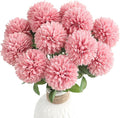 Floroom 12pcs Dusty Rose Faux Silk Mums Artificial Flowers Bulk Fake Chrysanthemums with Stems for DIY Wedding Table Centerpieces Floral Arrangements Vase Fillers Home Decorations