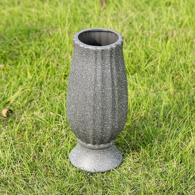 bocola Cemetery Vase with Metal Spike -Headstones Flower Holder with Drainage Hole for Artificial Flowers- Grave Decorations Memorials Sympathy for Loss of Loved Ones
