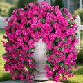 Artificial Faux Flowers Plants for Outdoor Outside Spring Summer Decoration, 2 PCS Fake Silk Fuchsia UV Resistant Realistic Morning Glory Long Trailing Vines for Hanging Planter Porch Patio Decor