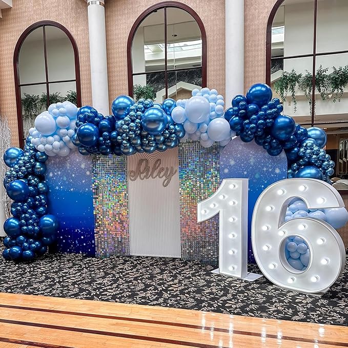 Blue Balloon Set 60Pcs 12 Inch Metallic Chrome Pearl Light Blue Latex Balloons Macaron Baby Helium Balloon for Birthday Baby Shower Winter Wedding Blue Party Decorations