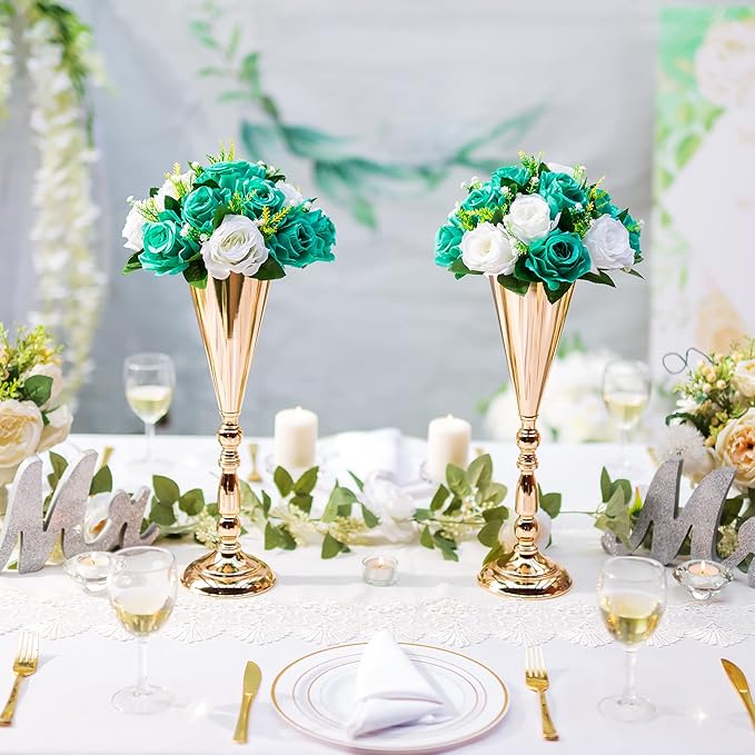 Flower Centerpieces for Wedding Tables: Wedding Table Decorations Teal & White Flower Balls Centerpieces for Engagement Cerebration Party Center Pieces 2 Packs