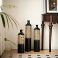 Floor Vases, Tall Home Decor Metal Vase Set of 3 Large Glazed Decorative Vases for Wedding Decor, Elegant Modern Flower Holder for Living Room, Entryway, Hallway, Dining Room