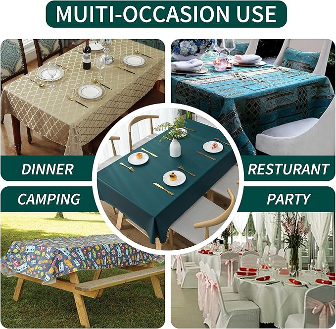 Rectangle Table Cloth,100% Waterproof Tablecloth Oil Proof Spill Proof Vinyl Table Cloth, Wipe Clean Plastic Table Cover for Dining, Camping, Indoor and Outdoor 54" x 120",Navy Blue