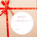Pink Merry Christmas Gifts Tags Stickers, 30 Pcs Christmas Name Tags for Gifts, 2.5x2.5 Inch Holiday Presents Sticker Labels, Festive Chrismas Name Tag for Gift Wrapping Bags Classroom-D29