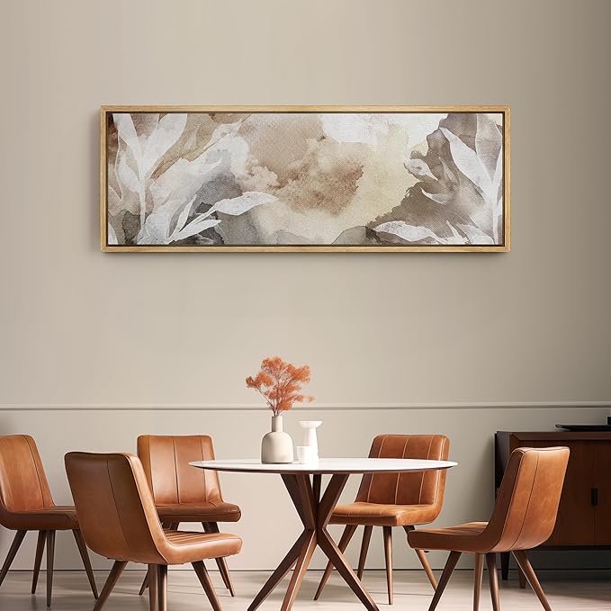 SIGNFORD Large Framed Canvas Print Wall Art Whispers of Nature an Abstract Watercolor Illustrations Modern Art Relax/Calm Warm for Living Room, Bedroom, Office - 60"x20"