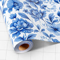 MAYPLUSS Blue Floral Wrapping Paper Roll - 17 Inch x 33 Feet, Blue White Flower Design Gift Wrap for Mother’s Day, Wedding, Bridal Shower, Birthday