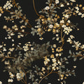 Black Floral Wallpaper Classic Leaves Wall Paper 17.4" x 118" Dark Moody Contact Paper Vintage Chinoiserie Watercolor Self Adhesive Covering for Bedroom Bathroom Cabinet Home Decor Beige Gold