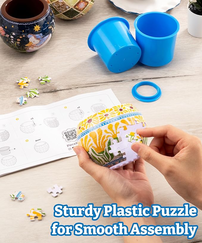 PieceRelax 3D Puzzle Planter 80 Pieces - Flower Pot - Hello Pumpkin Season, Home Decor Flower Pots for Indoor Cactus, Succulents Pots [K1107]