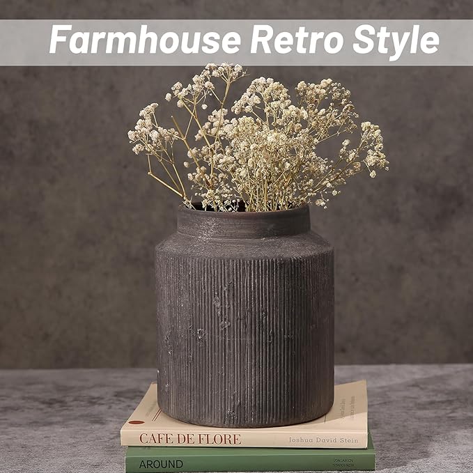 Rustic Vases for Home Decor. Ceramic Vase for Dining Table Decor. Terracotta Decorative Vase 6.1IN. ZSHLXM