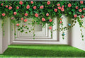 Rose Flowers Backdrop Red Rose Flowers and Green Leaves with Butterflies Photography Background Spring Alley Green Grass Backdrops Outdoor Wedding Party Decorations Photo Studio Props 10x6.5ft