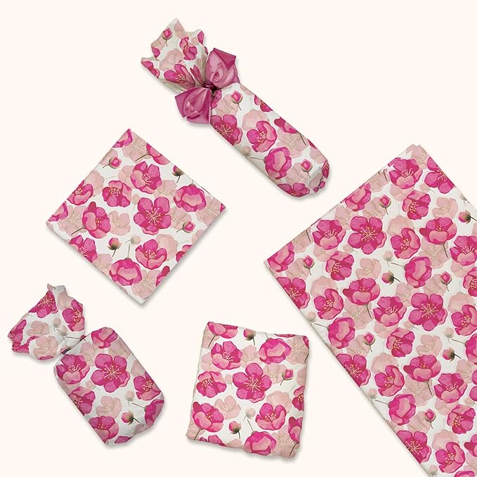 Pro Supply Global Pink Poppies Printed Tissue Paper for Valentine's Day Gift Bags or Boxes and Wrapping - Bulk Decorative Art Tissue Paper for Packaging and Gifting | 24 Sheets 20" x 30"