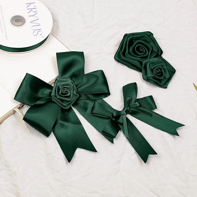 Hunter Green Satin Ribbon, Double Faced 1 Inch X 25 Yards Hunter Green Ribbon, Premium Satin Ribbon for Gift Wrapping, Crafts, Hair Bow Making, Sewing, Flower Bouquet, Wedding Party Decor
