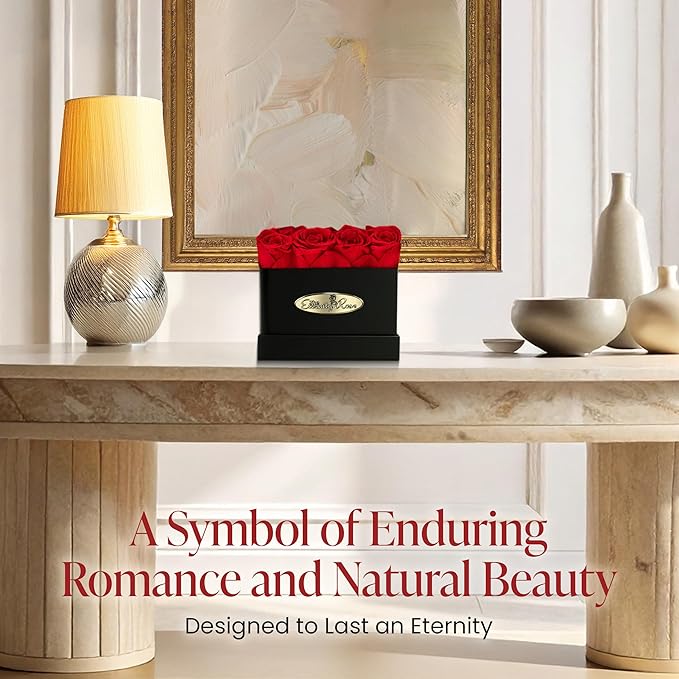 The Eternity Rose 16-Piece Preserved Roses in a Luxury Gift Box – Real Roses in Square Black Box – A Valentine’s Gift as Everlasting as Your Love