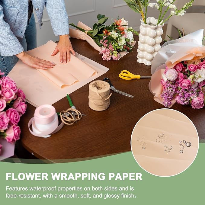 PATIKIL Flower Gift Wrapping Paper, 20 Sheets Waterproof Bouquet Paper Wrap Florist Supplies Packaging Floral Papers for Wedding DIY Craft Valentine Mother's Day, Yellow