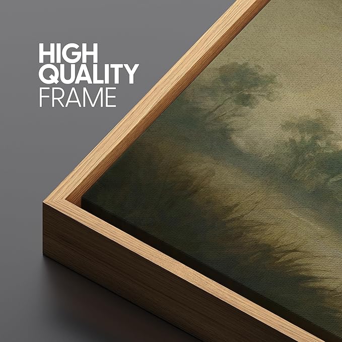 SIGNFORD Large Framed Canvas Print Wall Art Misty River with Trees Tranquil Nature Landscape Illustrations Modern Art Relax/Calm Warm for Living Room, Bedroom, Office - 60"x20"