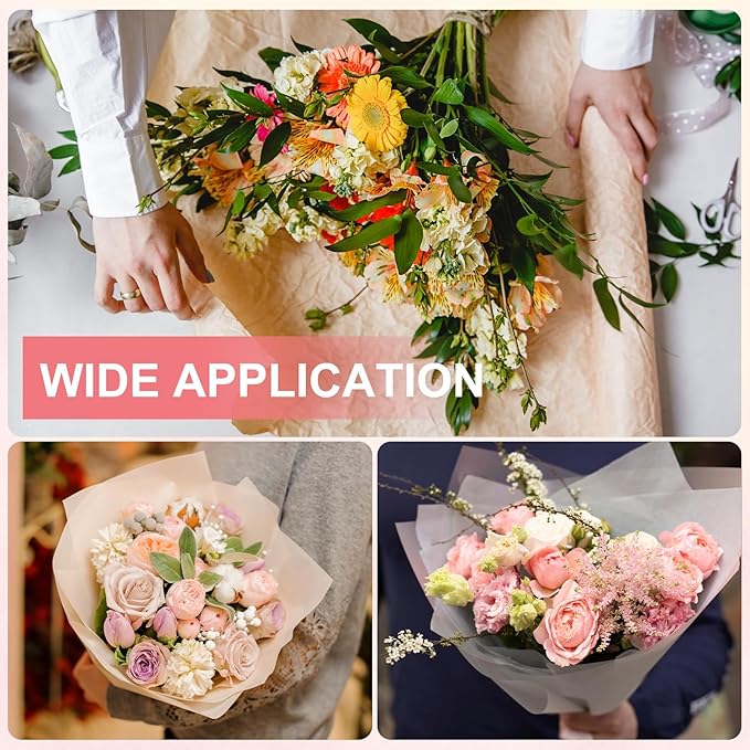 YELARXI Flower Wrapping Paper, Cotton Wrapping Flower Paper, Non-Woven Waterproof Floral Bouquet Wraps - Fitting for (Florist Supplies/Gift) 22 x 22 Inch & 40 Pack & Light Purple