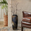 Black Rustic Ceramic Tall Floor Vase, 19.7 Inch Vintage Large Farmhouse Vase Pottery Clay Terracotta Rustic Vases for Home Decor Living Room Entryway Table Centerpieces,Kitchen,Housewarming Gifts
