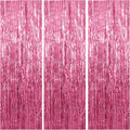 3 Pack Pink Backdrop Birthday Party Decorations Tinsel Foil Fringe Curtains Backdrop Streamer Bachelorette Christmas Graduation Wedding Princess Pink Theme Party Decorations
