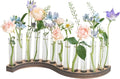 Test Tube Vases for Flowers，Small Plant Propagation Station，S Shape Plant Terrarium with Wooden Stand(Amber)