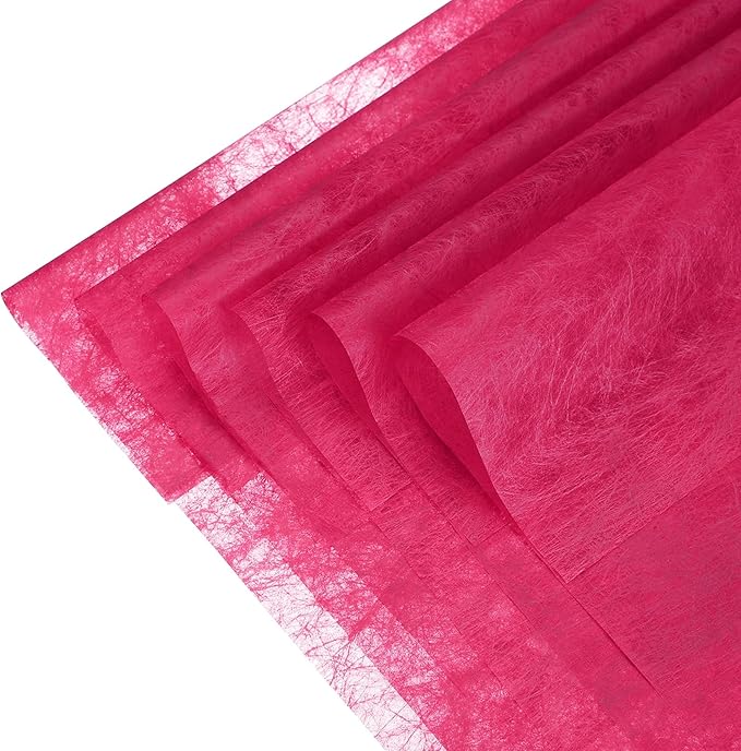 YELARXI Flower Wrapping Paper, Cotton Wrapping Flower Paper, Non-Woven Waterproof Floral Bouquet Wraps - Fitting for (Florist Supplies/Gift) 11.8 x 11.8 Inch & 114 Pack & Dark Pink
