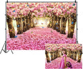 Renaiss 5x3ft Pink Cherry Blossom Backdrop Fairy Tale Romantic Pink Flowers Tree Butterfly Floral Petal Falling Boulevard Photography Background for Wedding Newborn Party Decor Photo Props