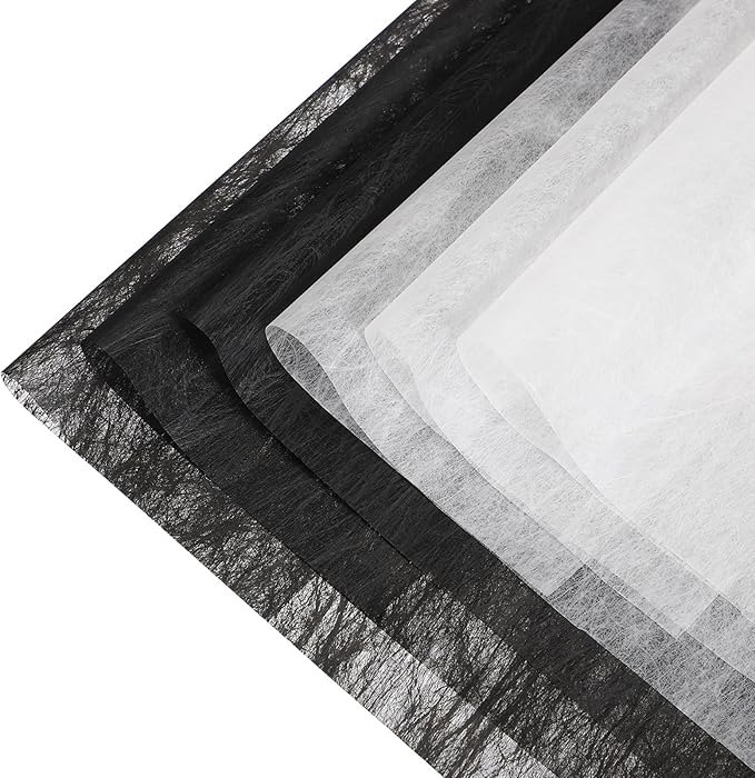 YELARXI Flower Wrapping Paper, Cotton Wrapping Flower Paper, Non-Woven Waterproof Floral Bouquet Wraps - Fitting for (Florist Supplies/Gift) 22 x 22 Inch & 40 Pack & White/Black