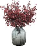 JAKY-Global Babys Breath Silk Artificial Flowers Bulk w/Vase 10pcs Fall Decor Fake Flower Bouquet Bulk Home Kitchen Indoor Bouquet Floral Arrangement Table Centerpieces Decor(Burgundy Red)