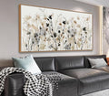 Framed Flower Canvas Wall Art Blossom Canvas Pictures Abstract Grey Cream Brown Landscape Artwork Canvas Prints for Home Living Room Bedroom Kitchen Office Wall Decor Ready to Hang 24"x 48"