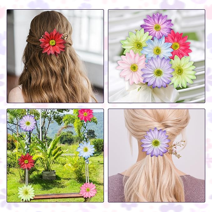 Silk Daisy Flower Heads, White Daisy Artificial Flower Head Bulk, 12 Pcs 3.5 Inch Fake Flowers Heads Gerbera Flowers Head for Craft, Easter Wedding, DIY Wreath, Party Decorations