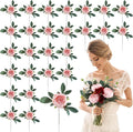 Zeyune 50 Pcs Wedding Artificial Peonies 4 Inch Fake Silk Peony Faux Peonies Artificial Valentine Flowers Bulk Rose Flowers Heads for Valentine Decoration Vintage Wedding Home Office(Pink)