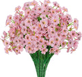 Outdoor Artificial Flowers 21 UV Resistant Bundles Fake Flower Plastic Plants Faux Silk Flowers Porch Hanging Garden Porch Window Box Decorating (Pink)